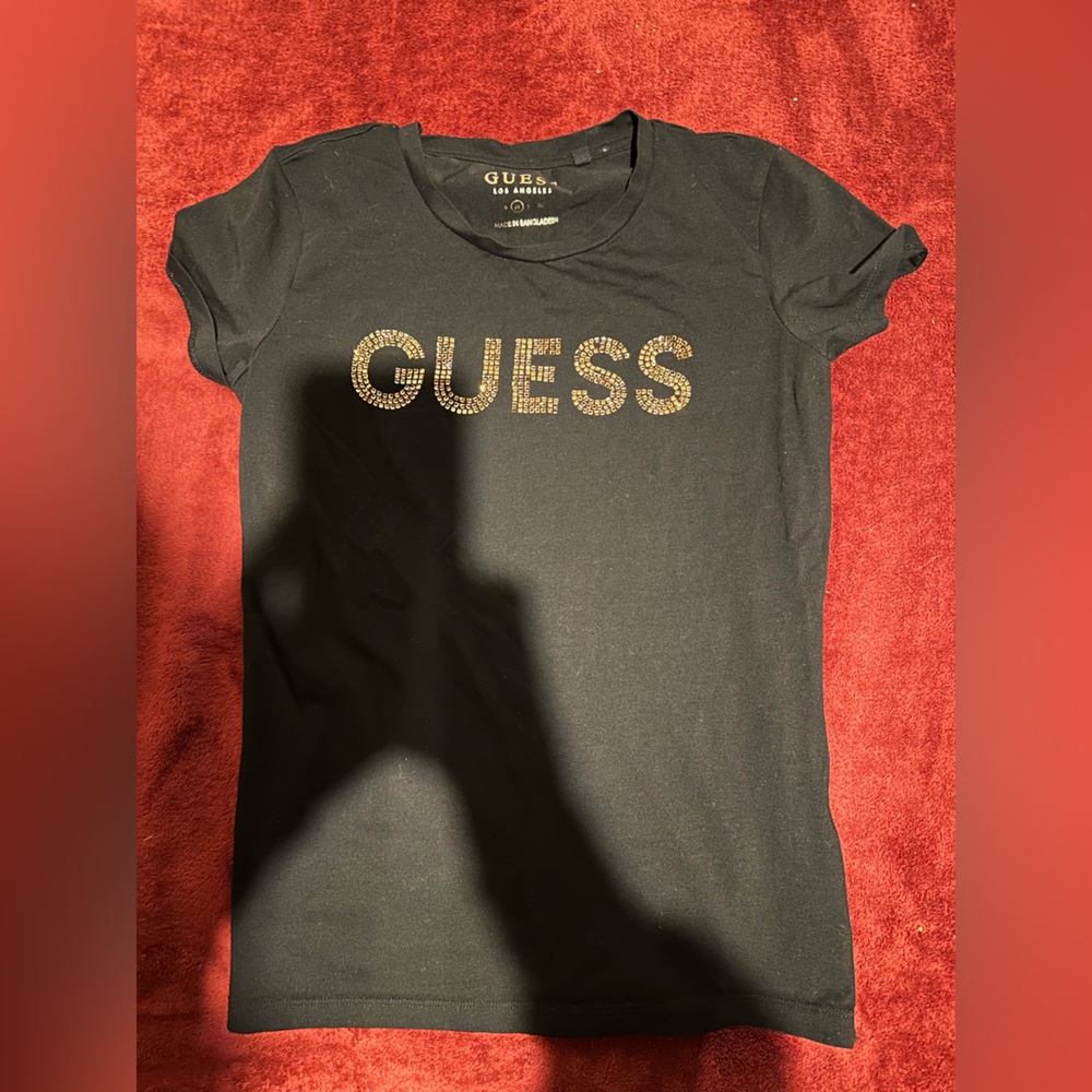 GUESS Black Tee with Gold Logo